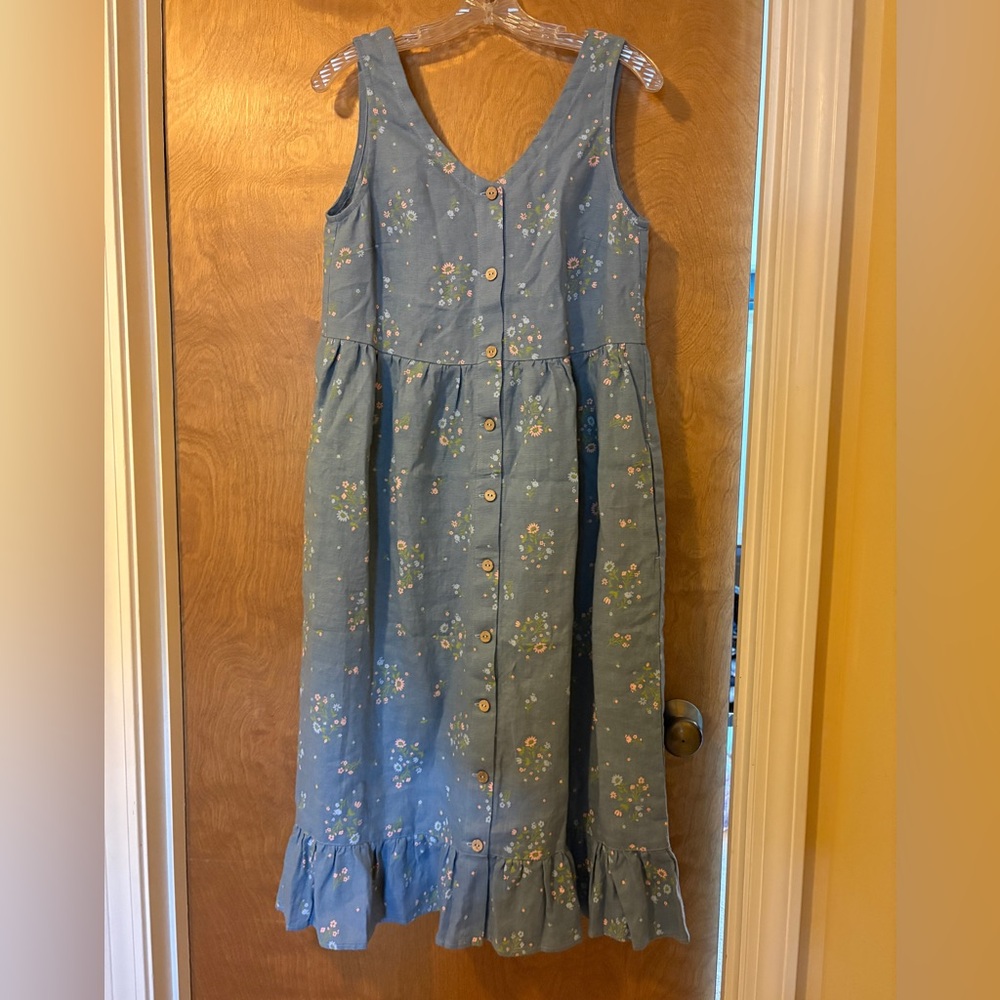 NotPerfectLinen Maya Dress in Chambray Blooms Size S/M